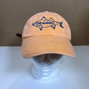 Pearl St Market Fish Hat Orange Cotton Leather Strapback Cap Grunge Outdoor